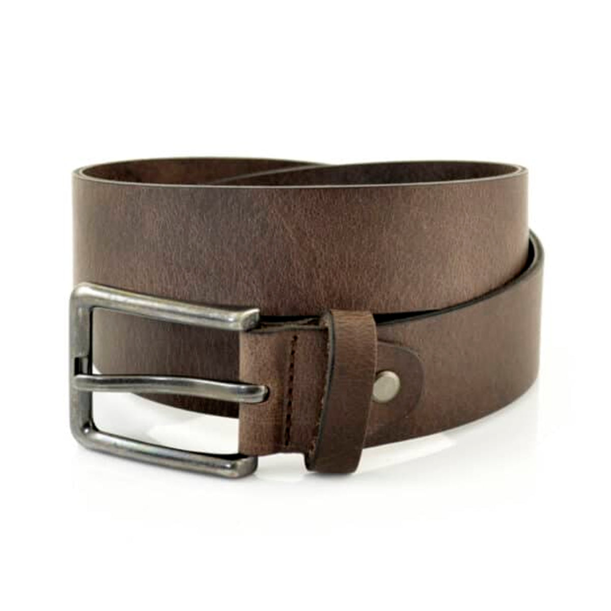 3.5cm brede riem van dik bruin buffel nerf leer