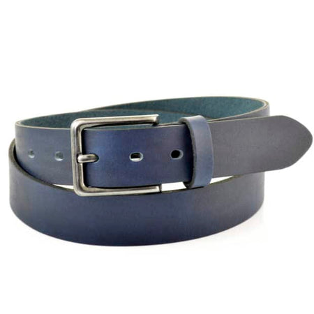 3.5cm brede stevige riem van dik blauw buffel nerf leer