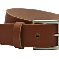 Cognac goedkope 4cm brede split echt leren riem.