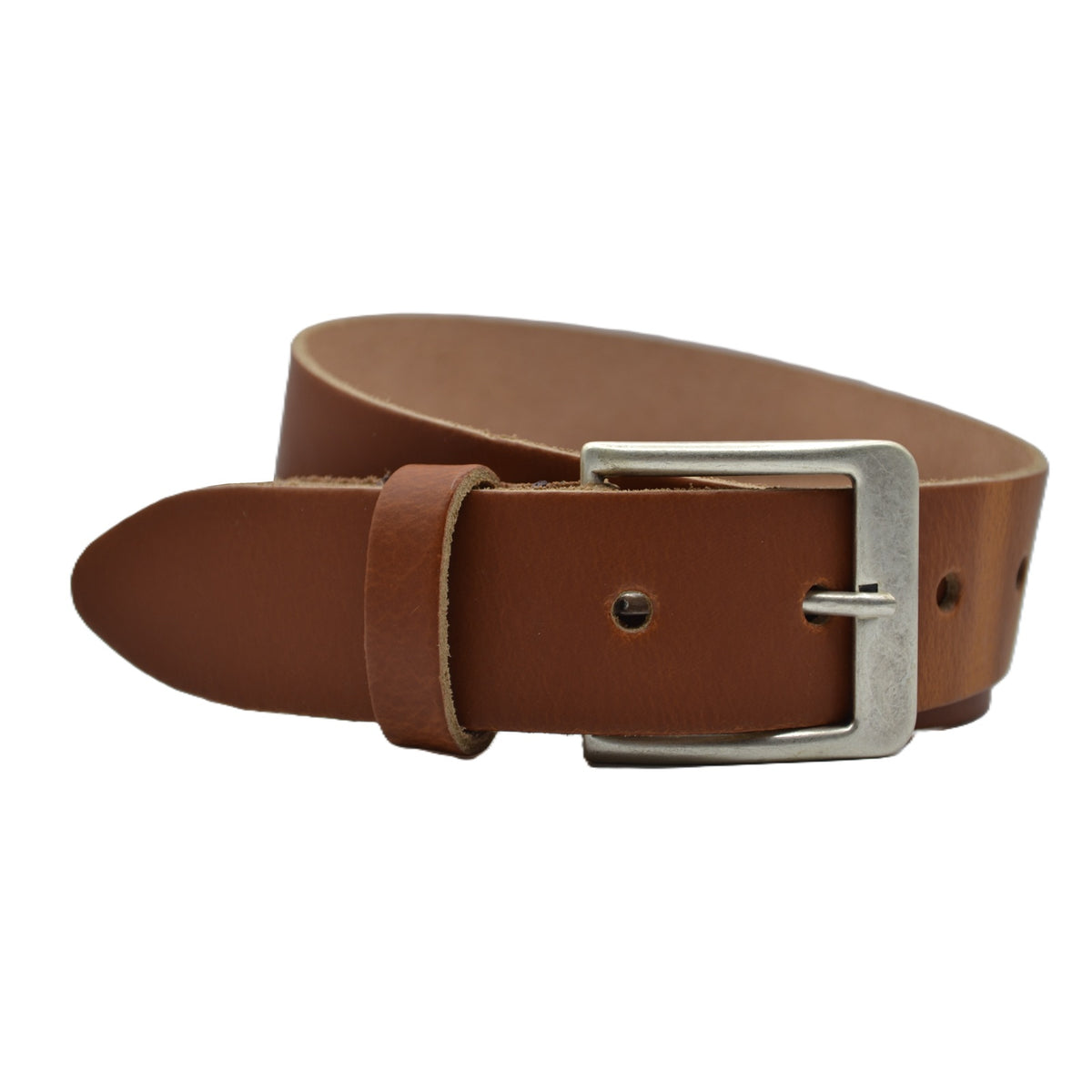 Cognac goedkope 4cm brede split echt leren riem.
