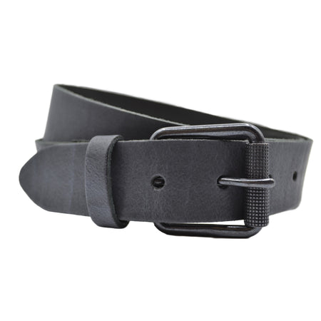 4cm brede antraciet riem met zwarte gesp