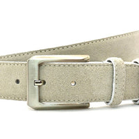 Beige suede riem. Volledig echt leer