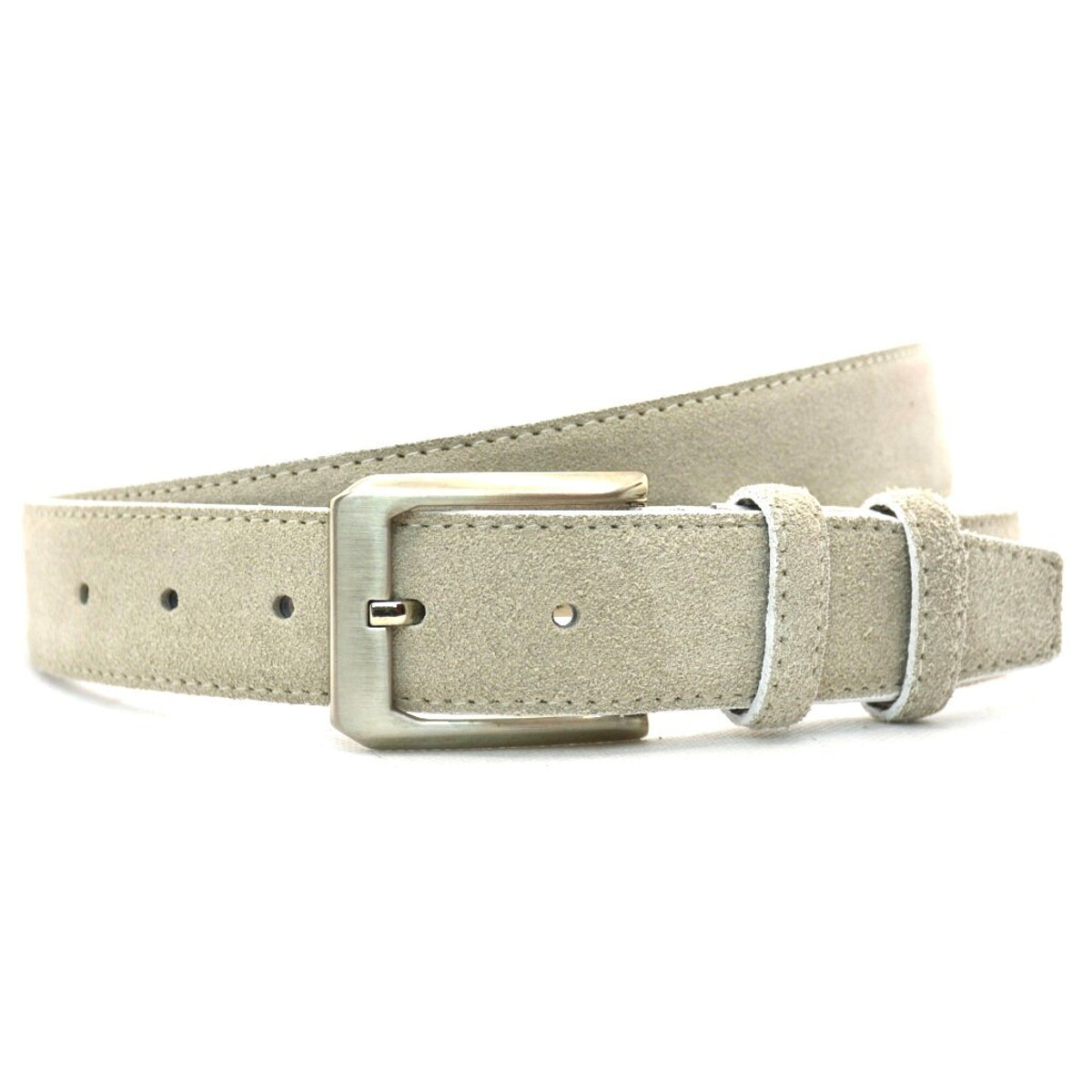 Beige suede riem. Volledig echt leer
