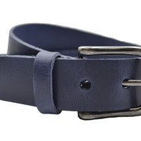 Blauwe heren riem van volnerf Italiaans leer