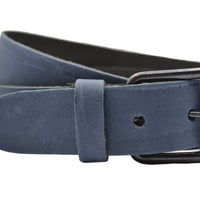 4cm brede blauwe riem met zwarte gesp