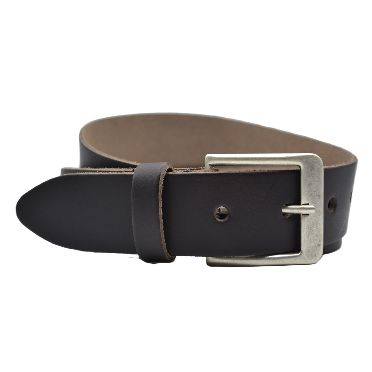 Bruine goedkope 4cm brede split echt leren riem.