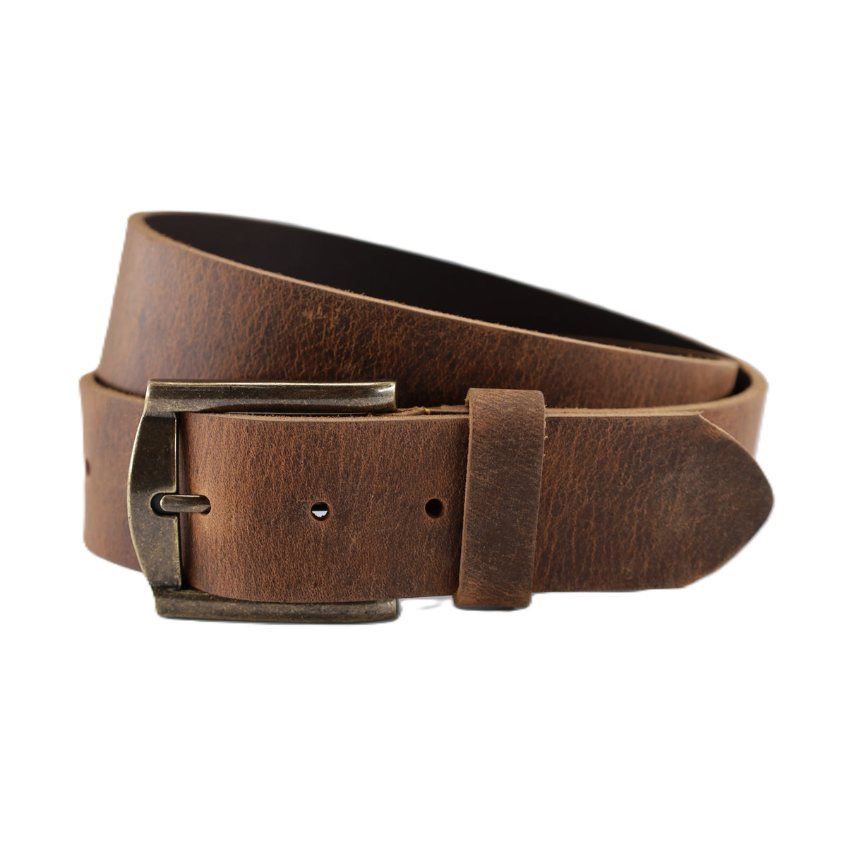Stoere cognac riem met vintage pull up leer