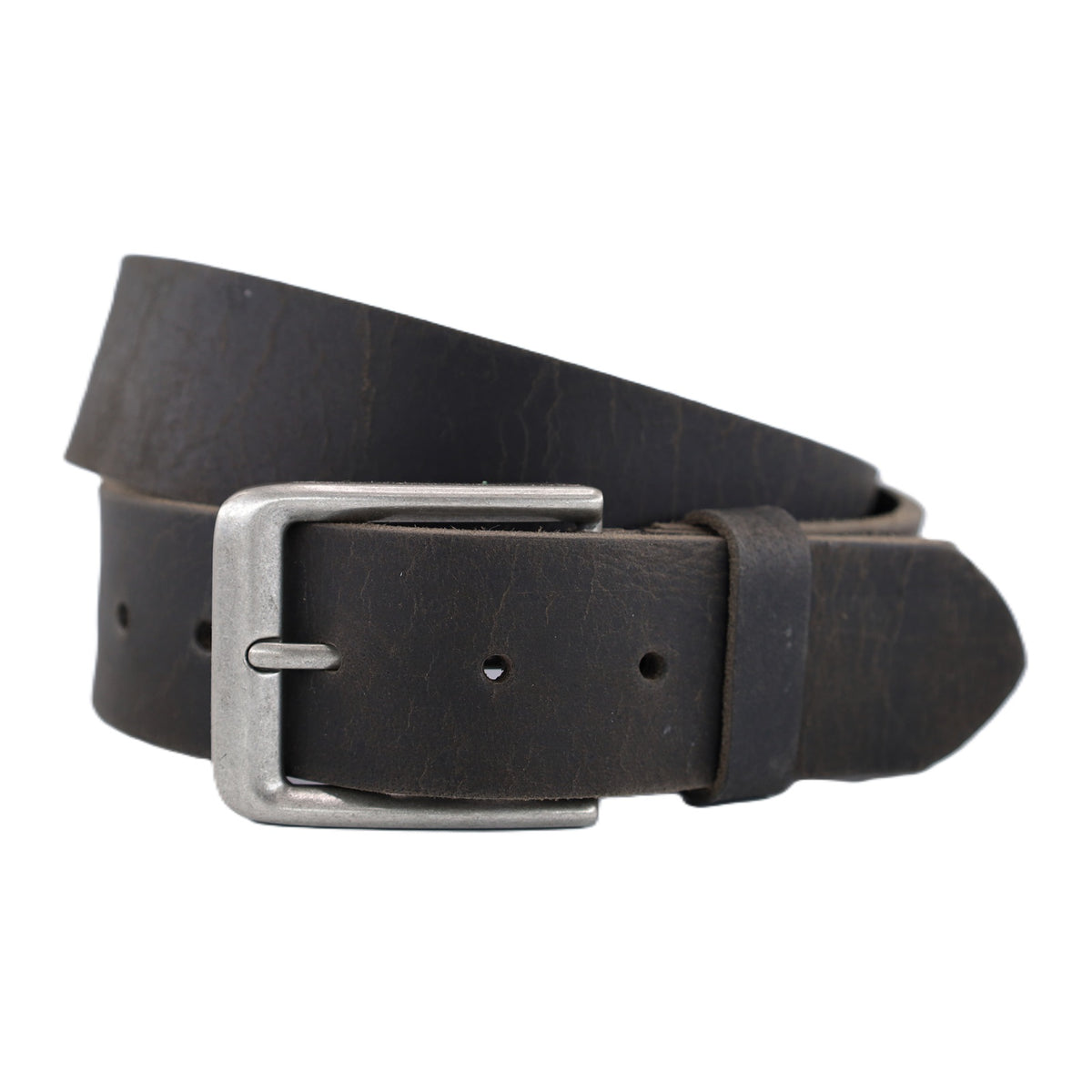 Stoere zwarte riem met vintage pull up buffel leer