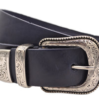 4cm brede western blauwe cowboy volnerf lederen riem