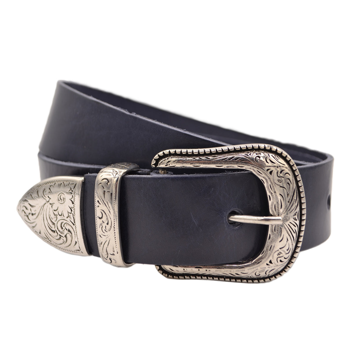 4cm brede western blauwe cowboy volnerf lederen riem