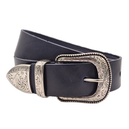 4cm brede western blauwe cowboy volnerf lederen riem