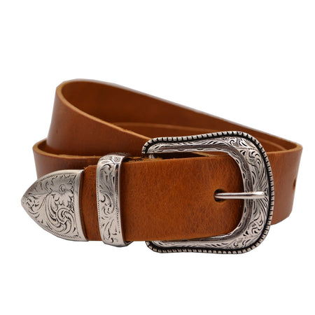 4cm brede western cognac cowboy volnerf lederen riem