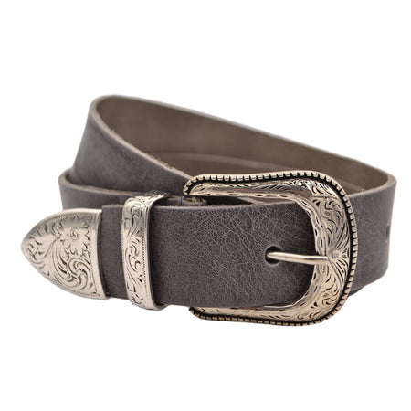 4cm brede western grijze cowboy volnerf lederen riem