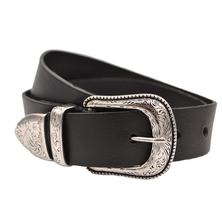 4cm brede western zwarte cowboy volnerf lederen riem