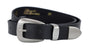 Smalle zwarte western cowboy riem. 2.5cm breed. Echt soepel leer en oud zilveren delen.