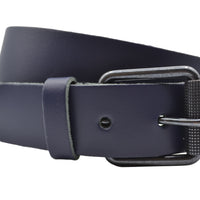 4cm brede donker blauwe riem met zwarte gesp