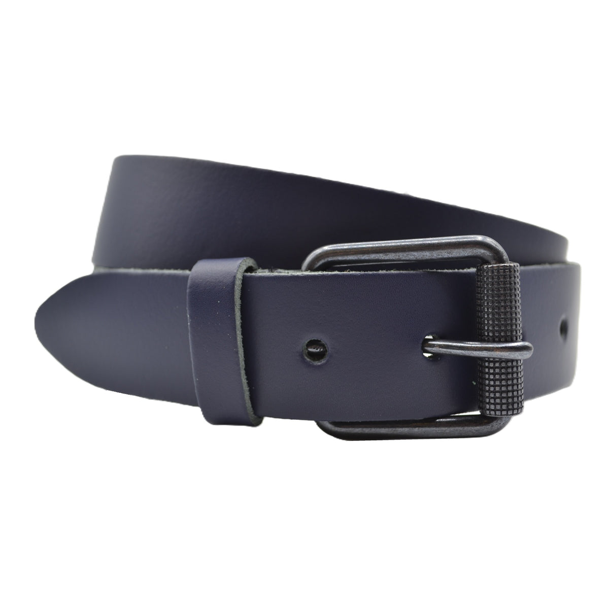 4cm brede donker blauwe riem met zwarte gesp