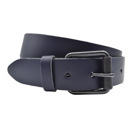 4cm brede donker blauwe riem met zwarte gesp