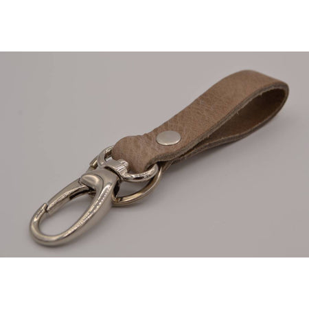 Taupe echt lederen sleutelhanger