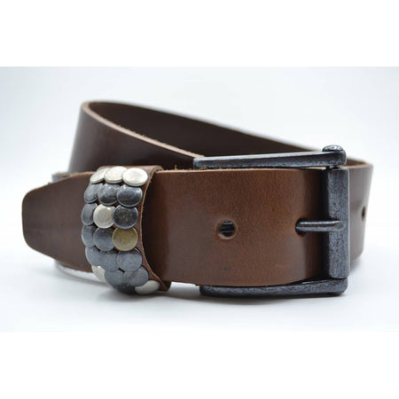 4,5cm bruine studriem van Italiaans volnerf leer