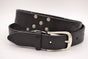 Zwarte riem met studs en laserprint