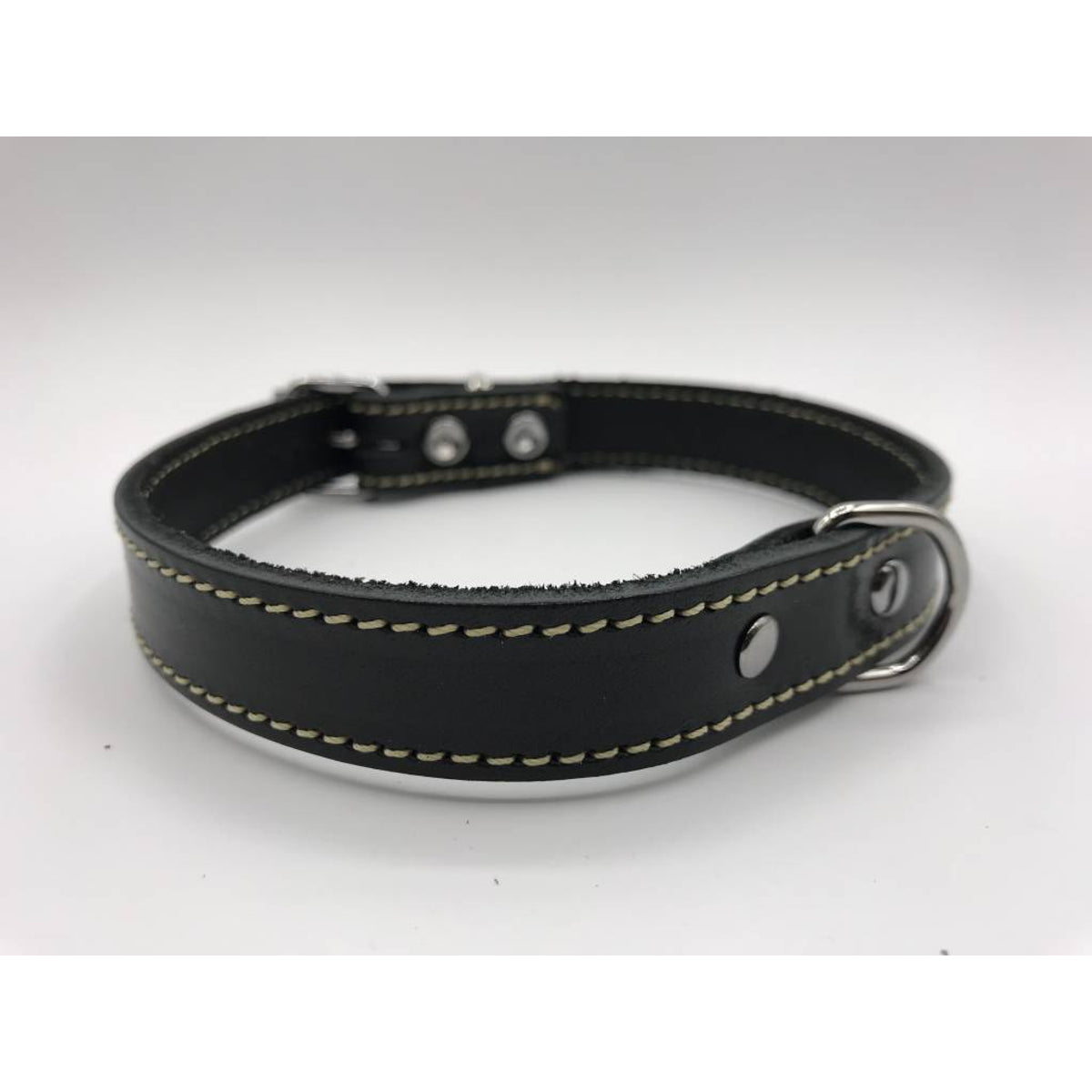Hondenhalsband 35cm zwart echt Italiaans leer 
