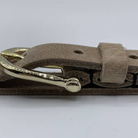 Taupe smalle damesriem met gouden gesp
