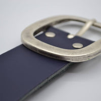 4cm donker blauwe split lederen riem.