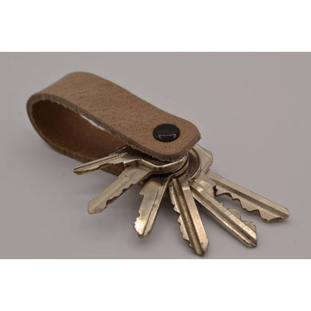 Taupe echt lederen sleutelhanger  