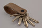 Taupe echt lederen sleutelhanger