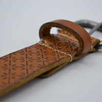 3cm cognac kinder riem met sneeuvlok print