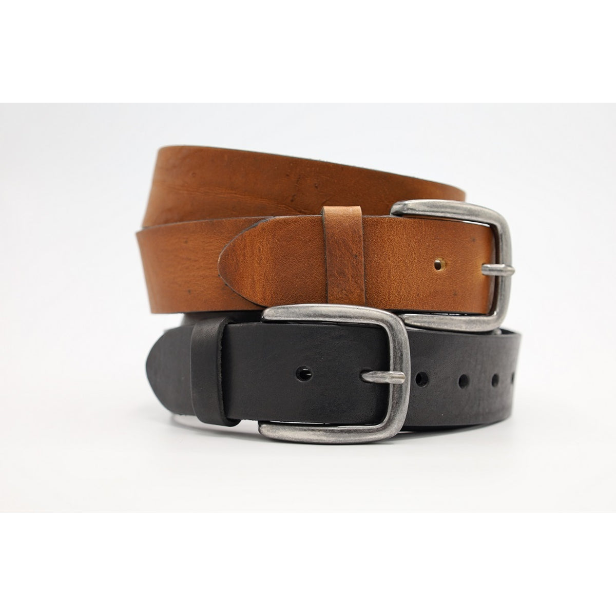 4cm brede zwarte riem van Italiaans nerf leer