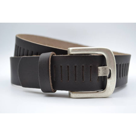 split lederen 40mm donker bruine casual perforatie riem