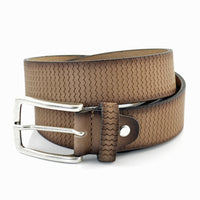 Naturel 3,5cm brede riem gemaakt van Italiaans leer met een mooi patroon.  
