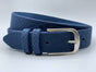 Trendy blauwe damesriem met slangenprint.