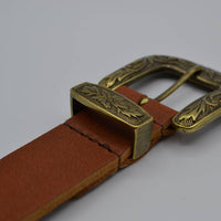 3cm Cognac western riem met bronzen gesp