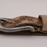Taupe bloemlaser echt lederen riem 