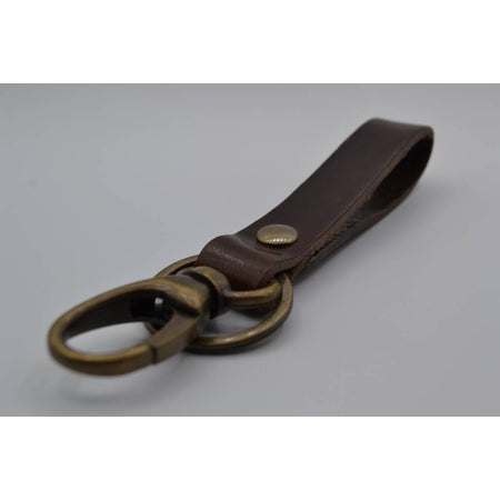 Sleutelhanger met naam van bruin echt leer