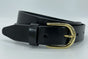Zwarte 35mm brede riem met gouden gesp