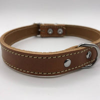 Hondenhalsband 35cm cognac echt Italiaans leer 