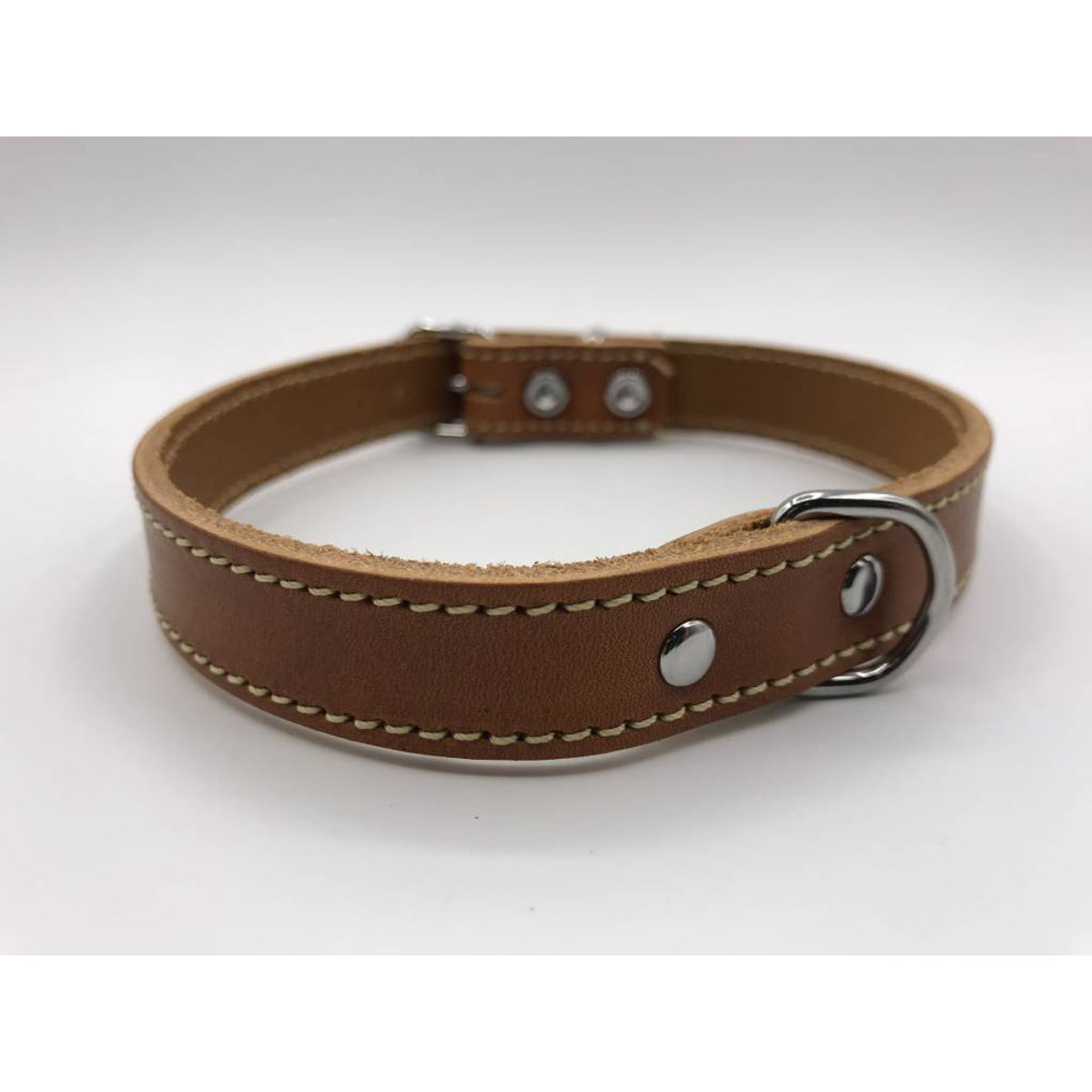 Hondenhalsband 35cm cognac echt Italiaans leer 