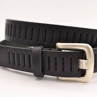 split lederen 30mm zwarte casual perforatie riem 