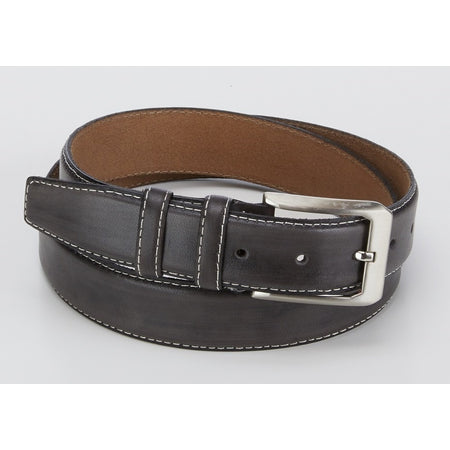 Nette grijze riem met contrast stiksel.