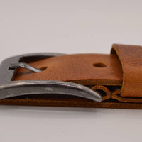 cognac italiaans volnerf lederen riem met gunmetal gesp