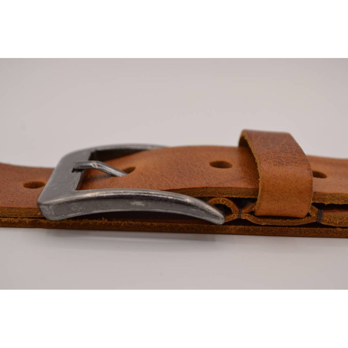 cognac italiaans volnerf lederen riem met gunmetal gesp
