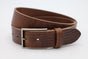 Bruine 3.5 cm brede golfprint riem van Italiaans leer.