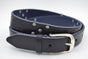 Blauwe riem met studs en laserprint
