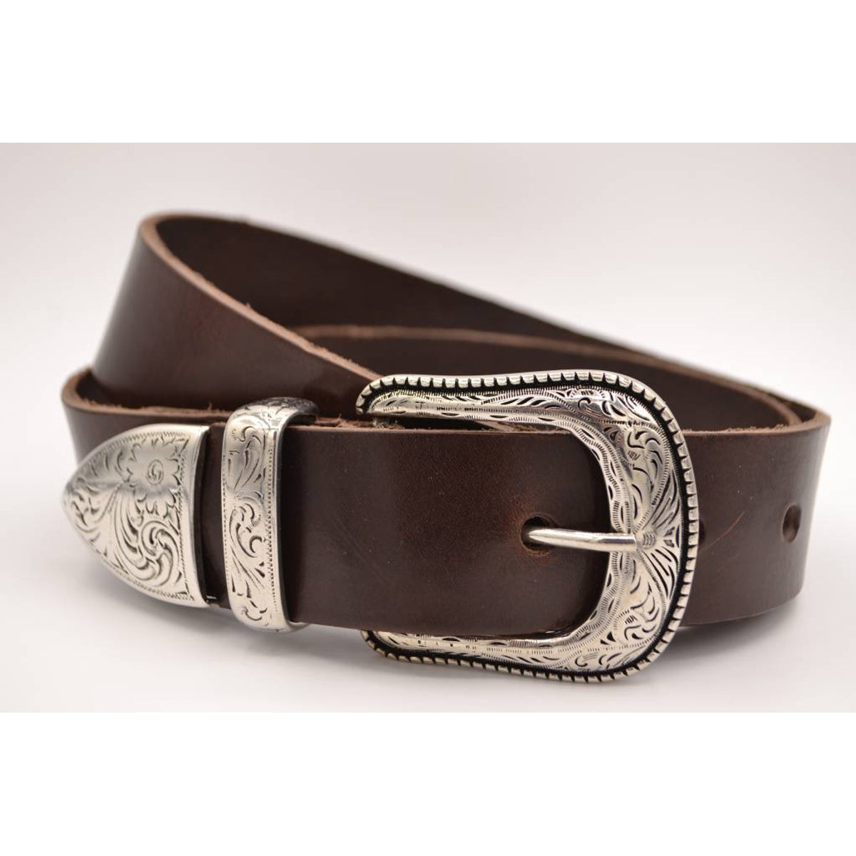 4cm western bruine volnerf lederen riem 