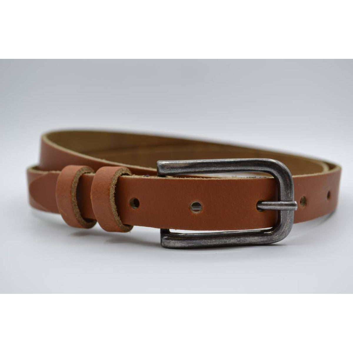 cognac 20mm brede riem met dubbele lus 