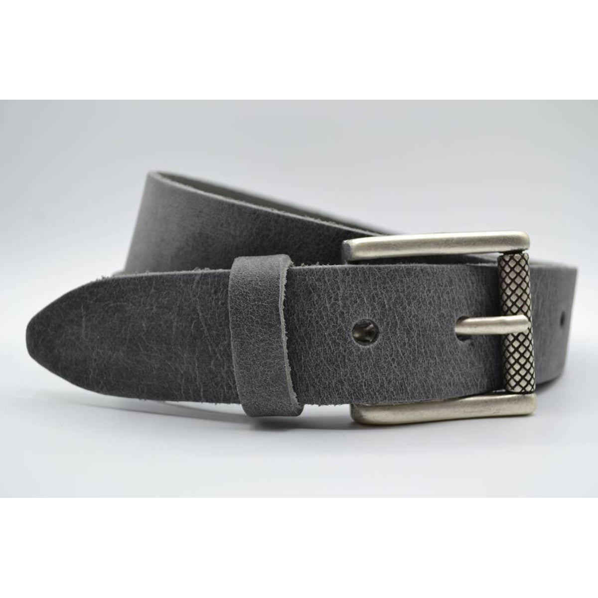 grijze italiaans volnerf lederen casual riem 